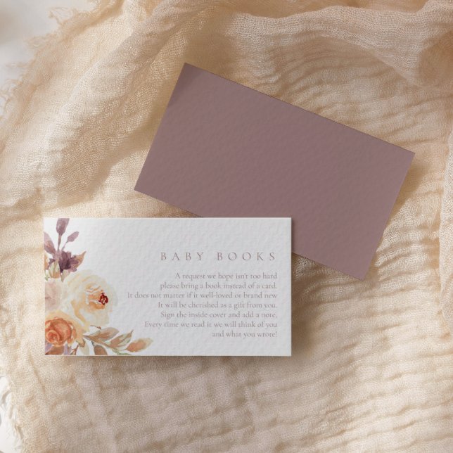 Cartão De Informações Boho Rustic Fall Floral Books Para Bebê (Criador carregado)
