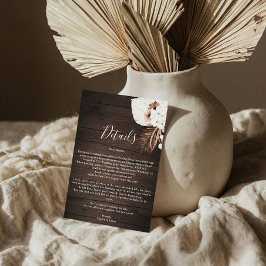 Cartão De Informações Boho Rustic Neutral Flowers Detalhes De Casamento