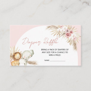 Cartão De Informações Boho Safari Chá de fraldas Raffle Fralda