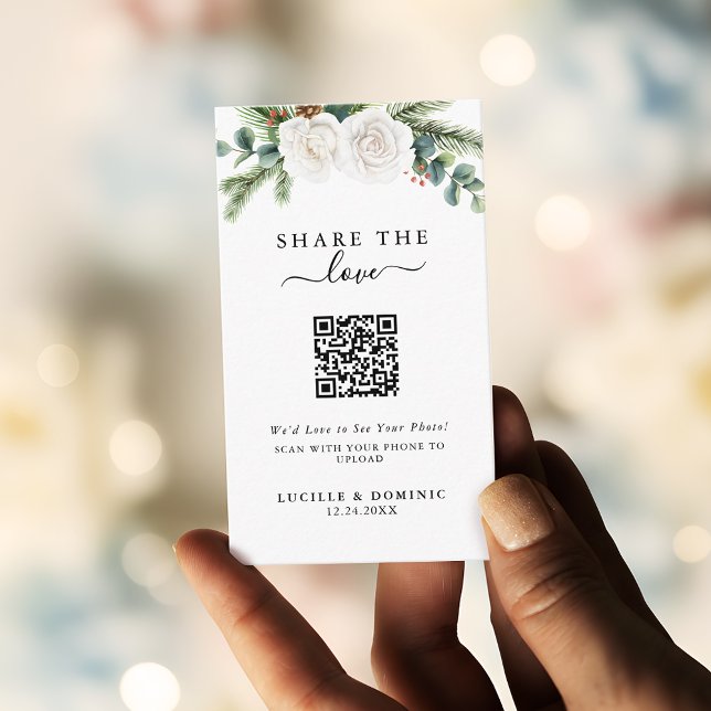 Cartão De Informações Boho Script Evergreen Wedding Share The Love (Criador carregado)