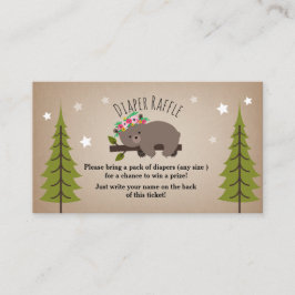Cartão De Informações Boho Sleepy Bear Stars Fralda Raffle