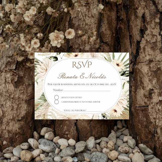 Cartão De Informações Boho Spanish Wedding RSVP Card (Criador carregado)