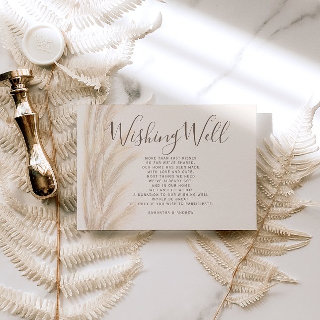 Cartão De Informações Boho Summer Pampas, que deseja casamento (Criador carregado)