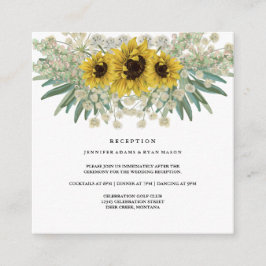 Cartão De Informações Boho Sunflower Watercolor Recepção de casamento