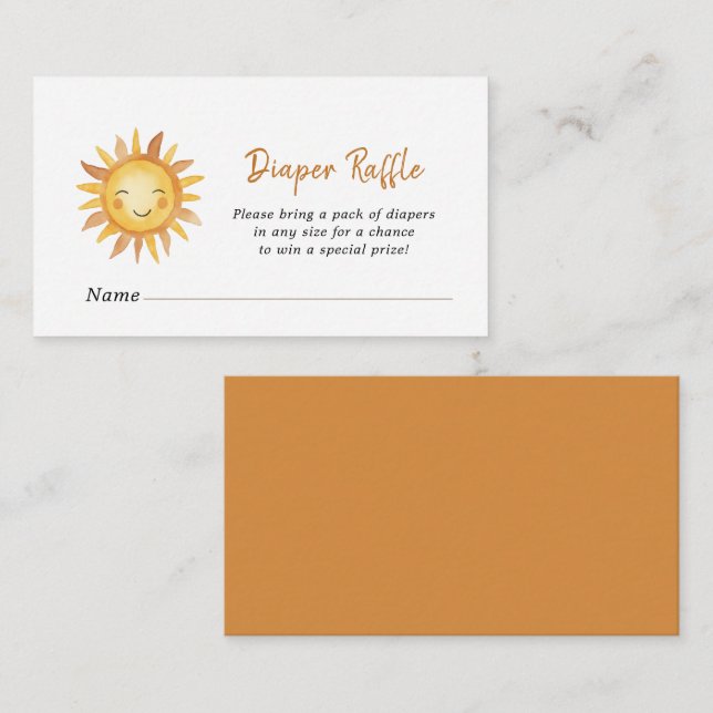 Cartão De Informações Boho Sunshine Chá de fraldas Fralda Raffle (Frente/Verso)