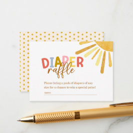 Cartão De Informações Boho Sunshine Yellow Chá de fraldas Fralda Raffle