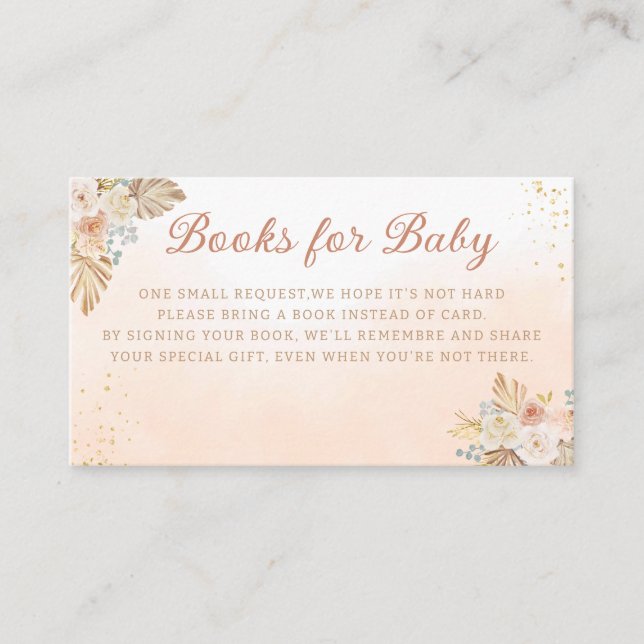 Cartão De Informações Boho teddy urso Pampas Grass livros para bebê (Frente)