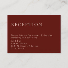 Cartão De Informações Boho Terracott Recepção de casamento mínima simple