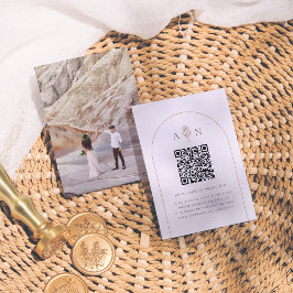 Cartão De Informações Boho Terracotta Arch & Photo Código QR Casamento R