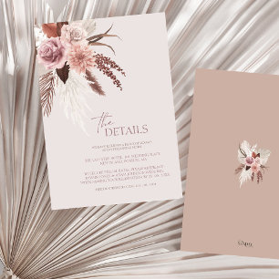 Cartão De Informações Boho Terracotta Casamento Floral Seco