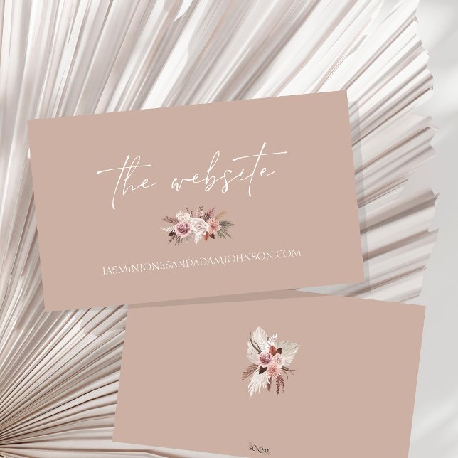 Cartão De Informações Boho Terracotta Casamento Floral Seco (Boho Dusty Pink Dried Flowers Wedding Website Enclosure Card)