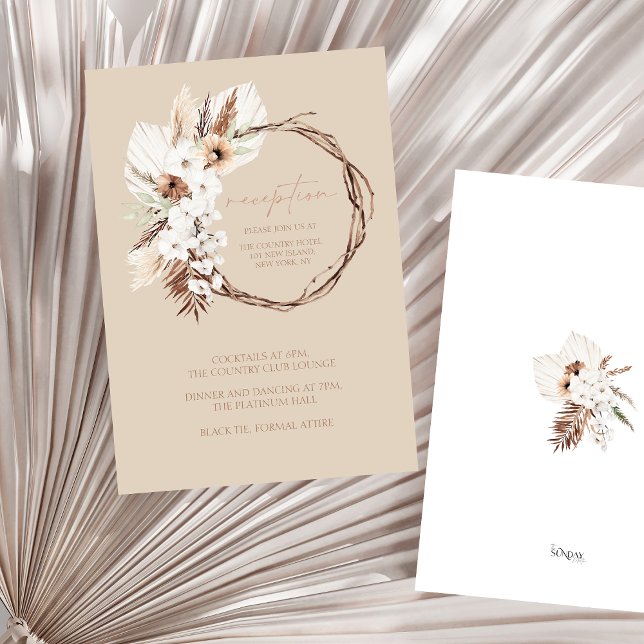 Cartão De Informações Boho Terracotta Floral Wreath Recepção de casament (Boho Terracotta Floral Wreath Wedding Reception Enclosure Card)