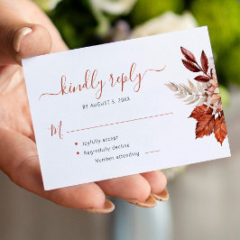 Cartão De Informações Boho terracotta foliage Wedage RSVP