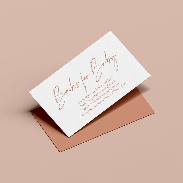 Cartão De Informações Boho Terracotta Moderno Livros Manuscritos para Be (Criador carregado)