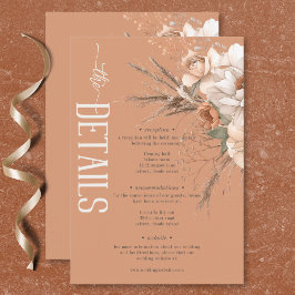 Cartão De Informações Boho Terracotta Peach & Cream Floral Detalhes