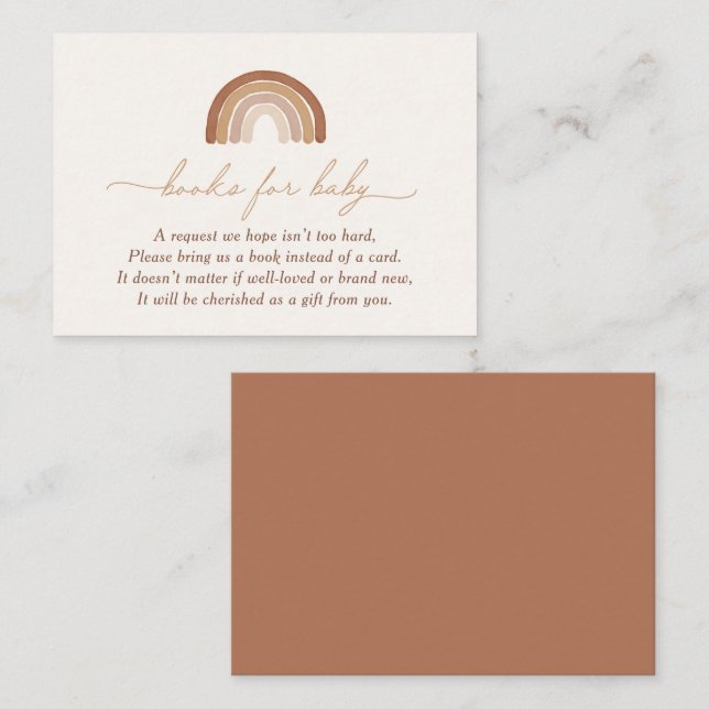 Cartão De Informações Boho Terracotta Rainbow Books para Bebê (Frente/Verso)