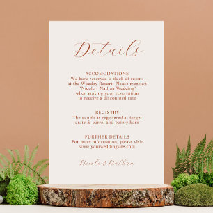 Cartão De Informações Boho Terracotta Rust Flower Weds Detalhes Encl