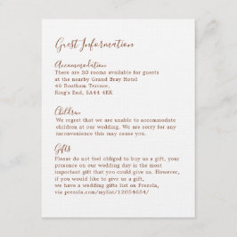 Cartão De Informações Boho Terroso Botânico Elegante Marfim Convidado