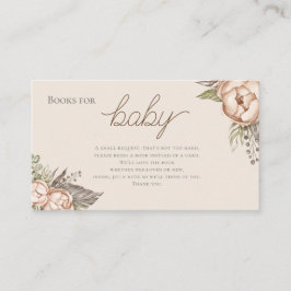 Cartão De Informações Boho Watercolor Floral Books para o Chá de fraldas