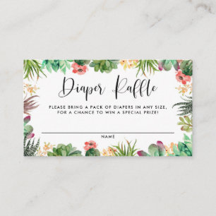 Cartão De Informações Boho Watercolor Suculta Frame Fralda Raffle
