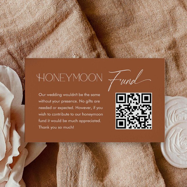Cartão De Informações Boho Weding QR Code Honeymoon Fund (Boho Honeymoon Funds with QR Code card)