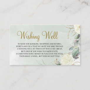 Cartão De Informações Boho White Roses Greenery Folaige Desejando Bem