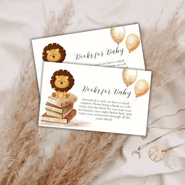 Cartão De Informações Boho Wild Lion Balloon Livros Para Chá de fraldas (Boho Wild Lion Balloon Books For Baby Shower Enclosure Card)