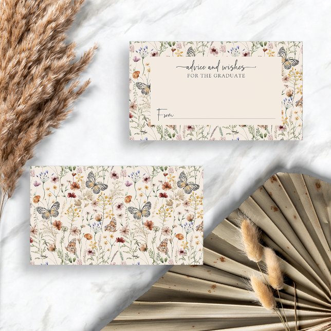 Cartão De Informações Boho Wildflower Advice Formando (Boho Wildflowers Advice and Wishes Graduate Enclosure Card by Painted Paperie
)