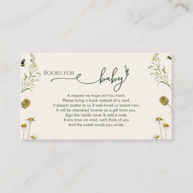 Cartão De Informações Boho Wildflower Books for Baby Enclosure Card  (Frente)