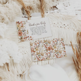 Cartão De Informações Boho Wildflower Books Para Chá de fraldas