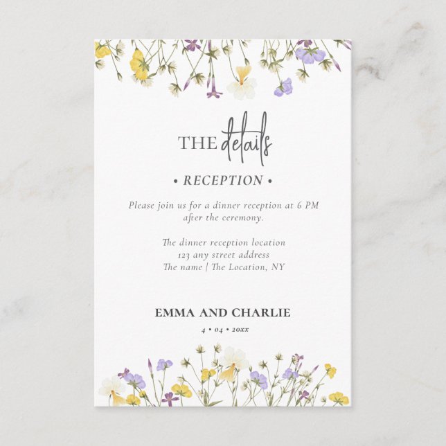 Cartão De Informações Boho wildflower Casamento QR Code (Frente)