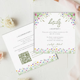 Cartão De Informações Boho wildflower Casamento QR Code