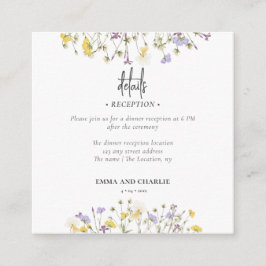 Cartão De Informações Boho wildflower Casamento QR Code