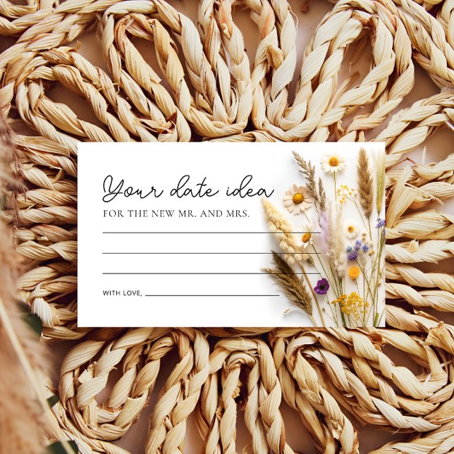 Cartão De Informações Boho Wildflower Date Ideias Noturnas (Criador carregado)