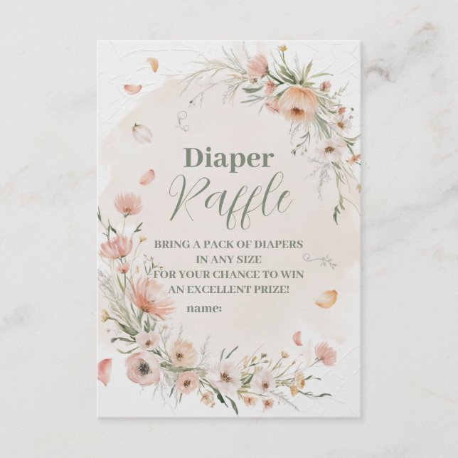 Cartão De Informações Boho Wildflower Flora Diapper Raffle (Frente)