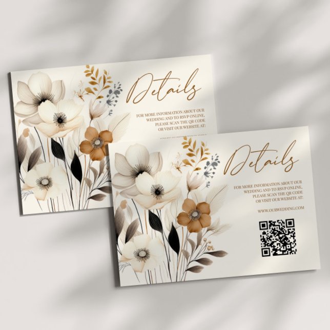 Cartão De Informações Boho Wildflower Floral Código QR Detalhes de Casam (Criador carregado)