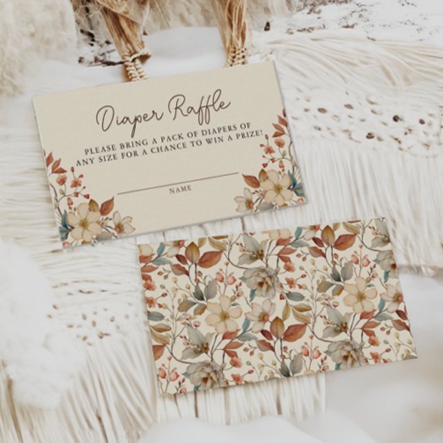Cartão De Informações Boho Wildflower Floral Ivory Fralda Raffle (Criador carregado)