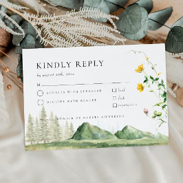 Cartão De Informações Boho Wildflower Forest Mountain Weding RSVP Card