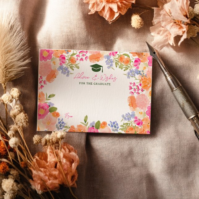 Cartão De Informações Boho Wildflower Summer quer conselhos de graduação (Boho Wildflower Summer graduation advice wishes Enclosure Card)