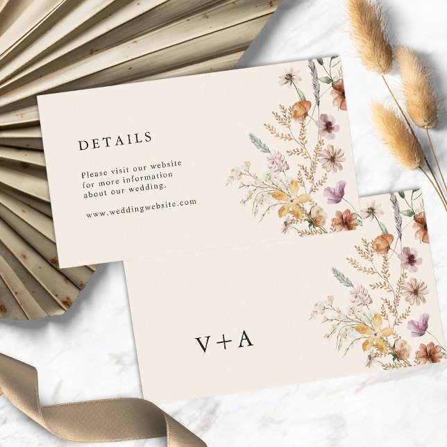 Cartão De Informações Boho Wildflower Wedding (Boho Wildflowers Wedding Enclosure Card
)