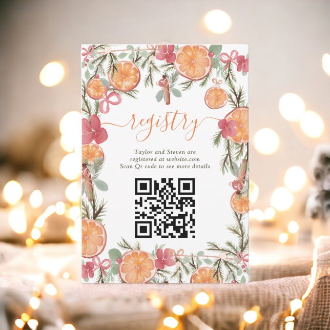 Cartão De Informações Boho Winter Dried Citrus Floral Bridal Registro (Boho Winter Dried Citrus Floral Bridal registry Enclosure Card)
