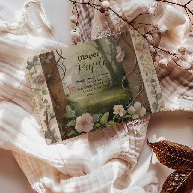 Cartão De Informações Boho Woodland Forest Raffle Diapper (Criador carregado)