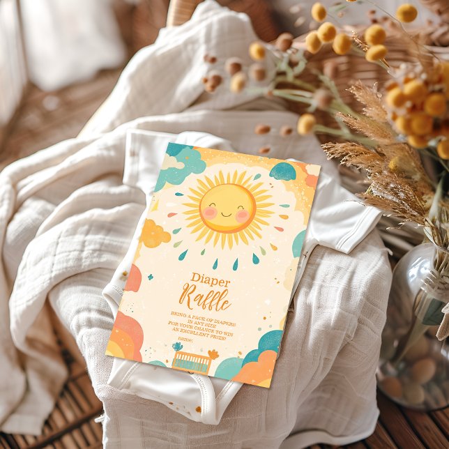 Cartão De Informações Boho Yellow Sunshine Diapper Raffle (Criador carregado)