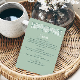 Cartão De Informações Boi Floral Sage Mint Emerald Green Wedding