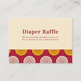 Cartão De Informações Bold African Wax Print Red & Yellow Diaper Raffle