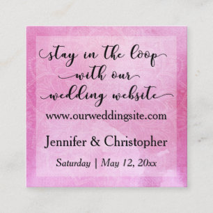 Cartão De Informações Bold Pink Watercolor Mandala Website de Casamento