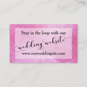 Cartão De Informações Bold Pink Watercolor Mandala Website de Casamento