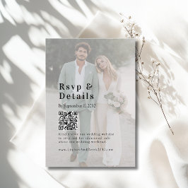Cartão De Informações Bold Trending Photo Wedding QR Code RSVP Photo
