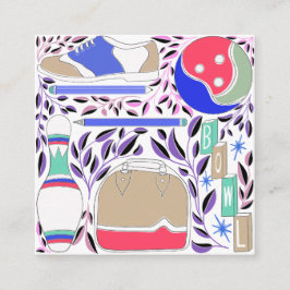 Cartão De Informações Boliche de Arte Folclórica inspirada na Vintage