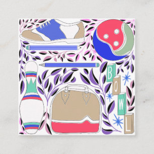 Cartão De Informações Boliche de Arte Folclórica inspirada na Vintage